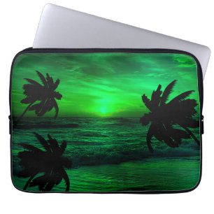 GRÜNE SONNENUNTERGÄNGE OZEAN IDYLLISCH LAPTOPSCHUTZHÜLLE