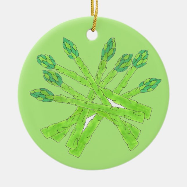 Grüne Spargel Gartenpflanzen Gemüsegarten Feinschm Keramik Ornament (Vorne)
