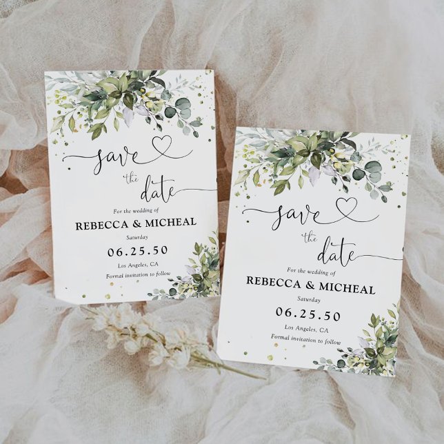 Grüne speichern die Datumskarten Save The Date (Von Creator hochgeladen)