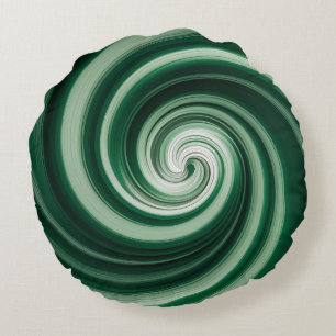 Grüne Spirale Wirbel Abstract Runder Kissen