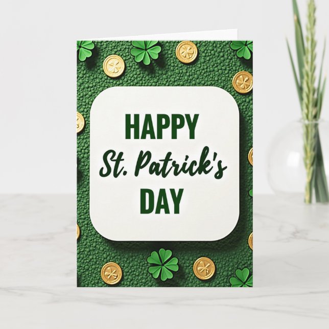 Grüne St. Patrick's Day Karte mit Glitter (Vorderseite)