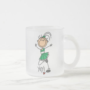 Grüne Stäbchen-Figur Cheerleader T-Shirts und Gesc Mattglastasse