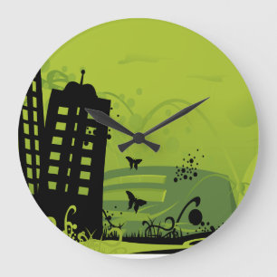 Grüne Stadt-Wanduhr Große Wanduhr