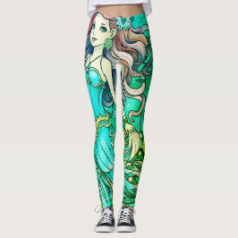 Grüne Steampunk Meerjungfrau Prinzessin Maßgeschne Leggings