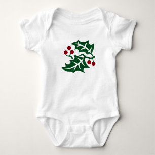 Grüne Stechpalme und rote Beeren Weihnachtsfeierta Baby Strampler