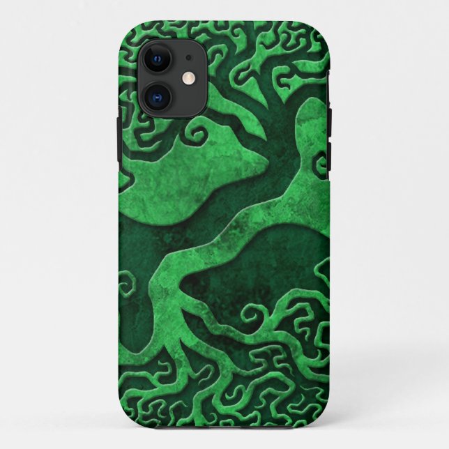 Grüne SteinYin Yang Bäume Case-Mate iPhone Hülle (Rückseite)