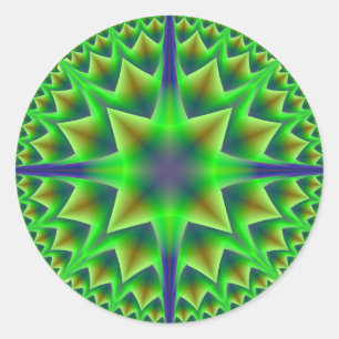 Grüne Stern-Aufkleber Runder Aufkleber