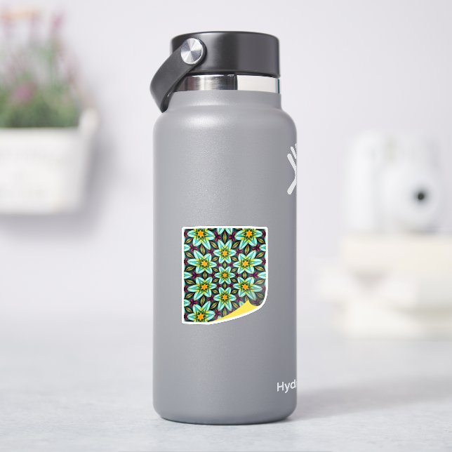 Grüne Sterne Blumenmuster Aufkleber (HydroFlask)