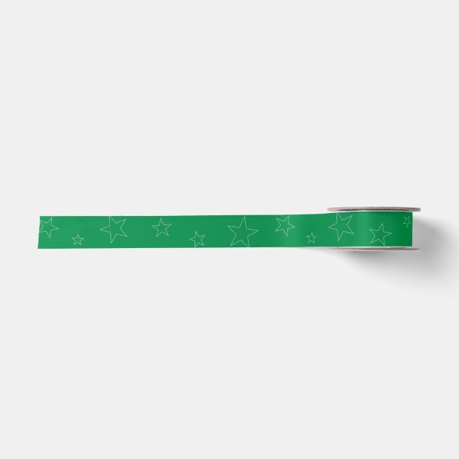 Grüne Sterne-Schleife Satinband (Vorderseite)