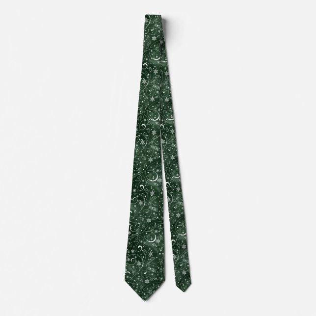 Grüne Sterne und Wirbel Neck Tie Krawatte (Vorderseite)