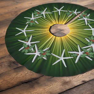 Grüne Sternexplosion der Sternenflotte Polyester Weihnachtsbaumdecke