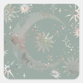 Grüne Sternexplosion Quadratischer Aufkleber