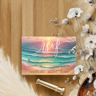 Grüne Strand Sommer Sonne Aquarell Elegant RSVP Karte