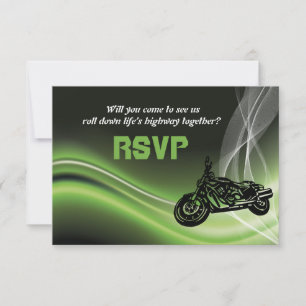 Grüne Straße Biker/Motorrad-Hochzeit RSVP Antwort