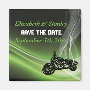 Grüne Straße Biker/Motorrad Hochzeit Save the Date Magnet