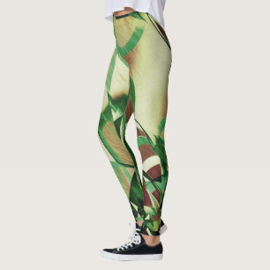 Grüne Streifen auf braunem, tropfendem Bild Leggings