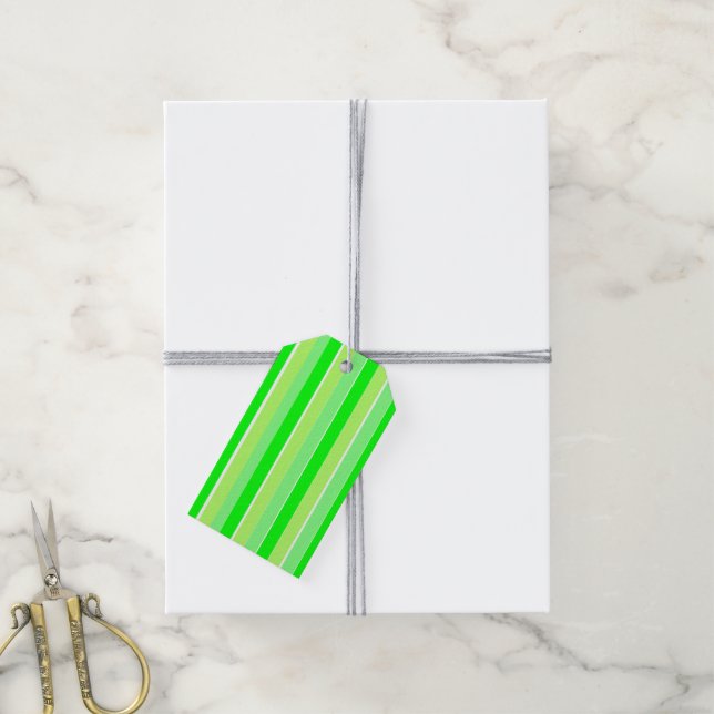 Grüne Streifen Geschenkanhänger (Mit Garn)