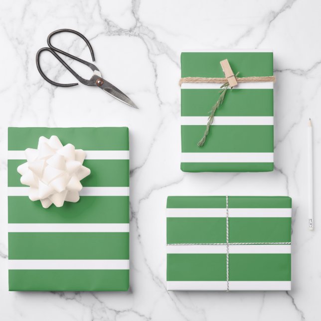 Grüne Streifen Geschenkpapier Set (Vorderseite)