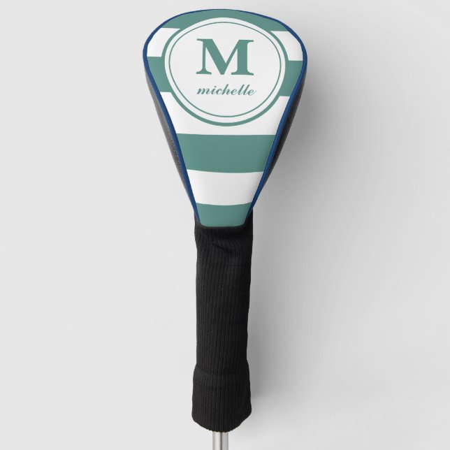 Grüne Streifen | Golf | personalisiert NAME monogr Golf Headcover (Vorderseite)