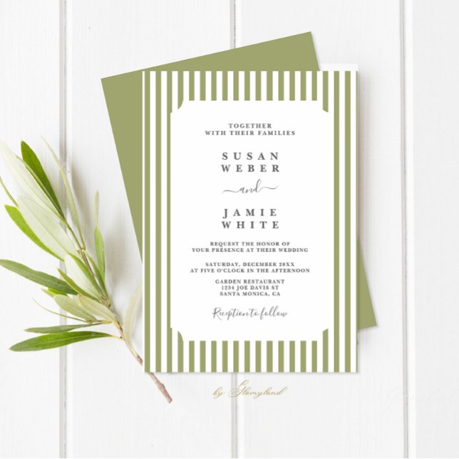 Grüne Streifen Hochzeit Einladung (Von Creator hochgeladen)