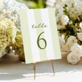 Grüne Streifen-Hochzeitstisch-Nummer Einladung