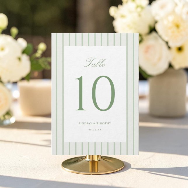 Grüne Streifen Klassische Hochzeitstischnummern (Von Creator hochgeladen)
