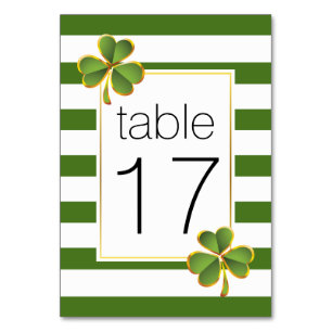 Grüne Streifen & Kleeblatte Irische Hochzeitsfeier Tischnummer