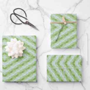 Grüne Streifen-Kürbismuster Geschenkpapier Set