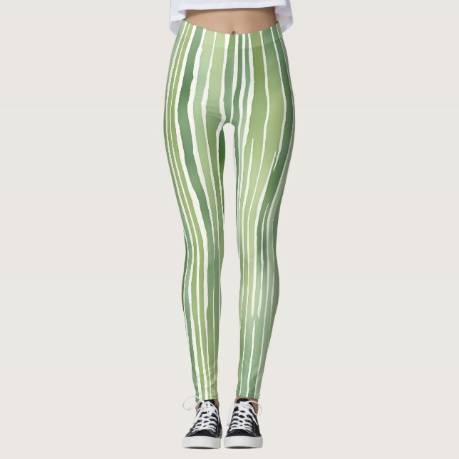 Grüne Streifen  Leggings (Vorderseite)