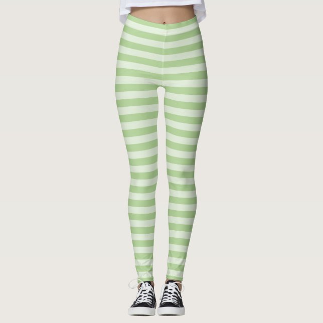 Grüne Streifen Leggings (Vorderseite)
