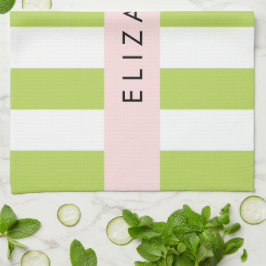 Grüne Streifen, Linien, Streifen, Ihr Name Geschirrtuch