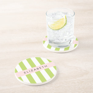 Grüne Streifen, Linien, Streifen, Ihr Name Getränkeuntersetzer