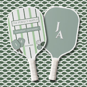 Grüne Streifen Perfekte Übereinstimmung Paare Pickleball Schläger