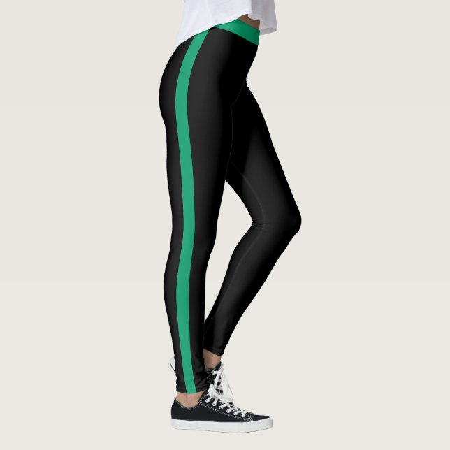 Grüne Streifen schwarze Leggings (Rechts)