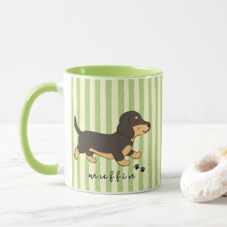 Grüne Streifen Schwarzer Tannendachshund-Name Tasse