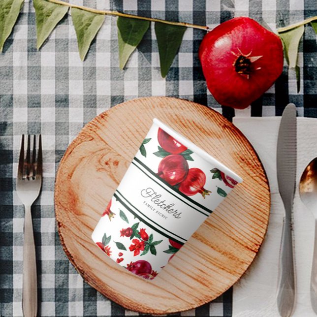 Grüne Streifen und rotes Granatapfel individuell e Pappbecher (Von Creator hochgeladen)