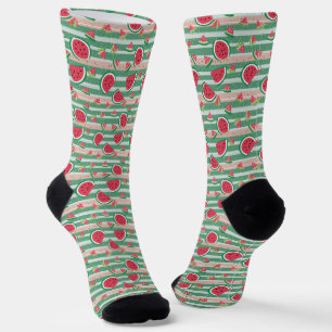 Grüne Streifen und Wassermelone Socken