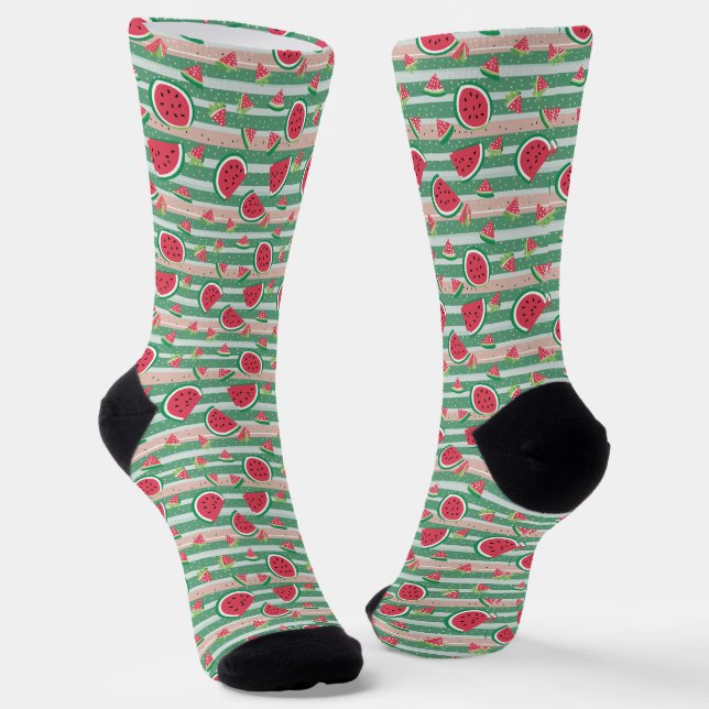Grüne Streifen und Wassermelone Socken (Gewinkelt)