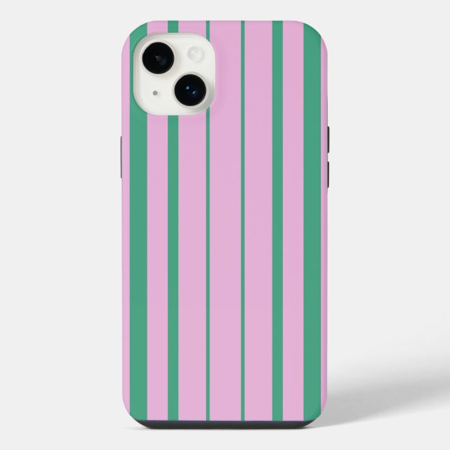 Grüne Streifen und weiche rosa iPhone 14 Plus Hüll Hülle (Rückseite)