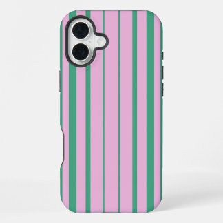 Grüne Streifen und weiche rosa iPhone 16 Plus Hüll Hülle