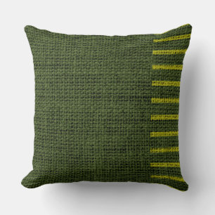 Grüne Streifen Vintage Jute Leinen Rustikal Kissen