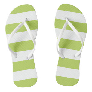 Grüne Streifen, weiße Streifen, gestreiftes Muster Flip Flops