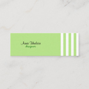 Grüne Streifen, weiße Streifen, gestreiftes Muster Mini Visitenkarte