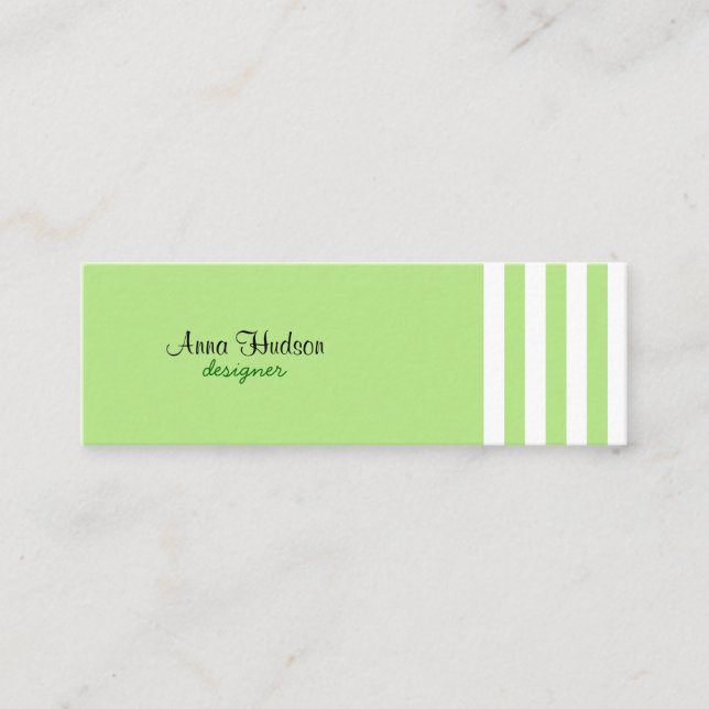 Grüne Streifen, weiße Streifen, gestreiftes Muster Mini Visitenkarte (Vorderseite)