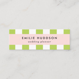 Grüne Streifen, weiße Streifen, gestreiftes Muster Mini Visitenkarte