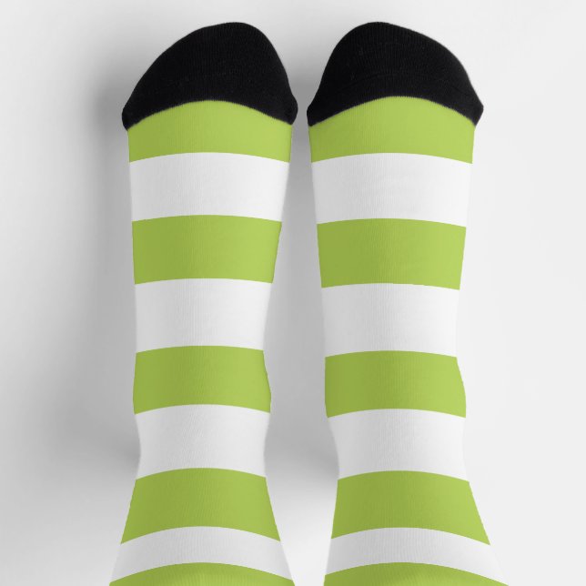 Grüne Streifen, weiße Streifen, gestreiftes Muster Socken (Oben)