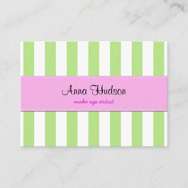 Grüne Streifen, weiße Streifen, gestreiftes Muster Visitenkarte (Vorderseite)