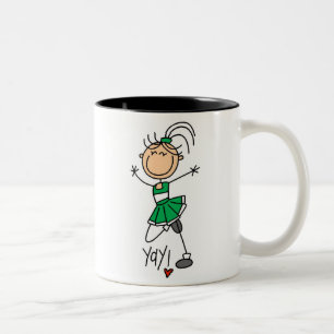 Grüne Strichmännchen-Cheerleader-T - Shirts und Zweifarbige Tasse