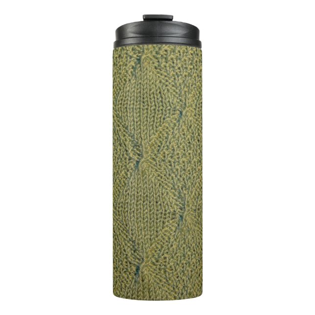 grüne Strickstoffe, Strickstoffe, grüne Gewebe Thermosbecher (Vorderseite)