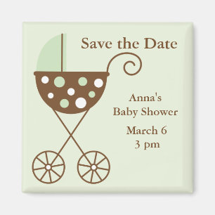 Grüne Stroller-Baby-Dusche Save the Date Magnet